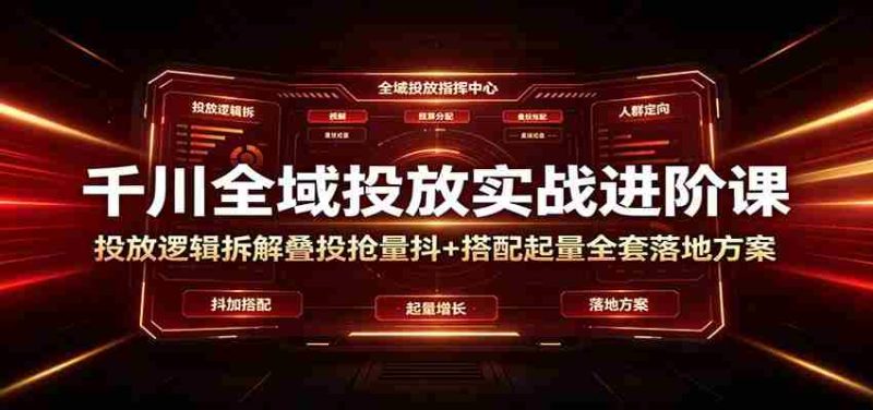 千川全域投放实战进阶课:投放逻辑拆解,叠投抢量抖+搭配起量全套落地方案-湘创网