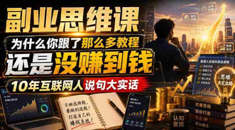 副业思维课,为什么你跟了那么多教程,还是没赚到钱,10年互联网人说句大实话【揭秘】-湘创网
