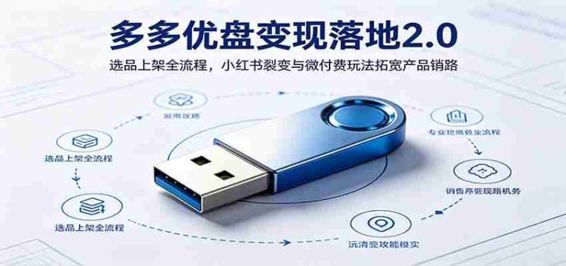 多多优盘变现落地2.0:选品上架全流程,小红书裂变与微付费玩法拓宽产品销路-湘创网