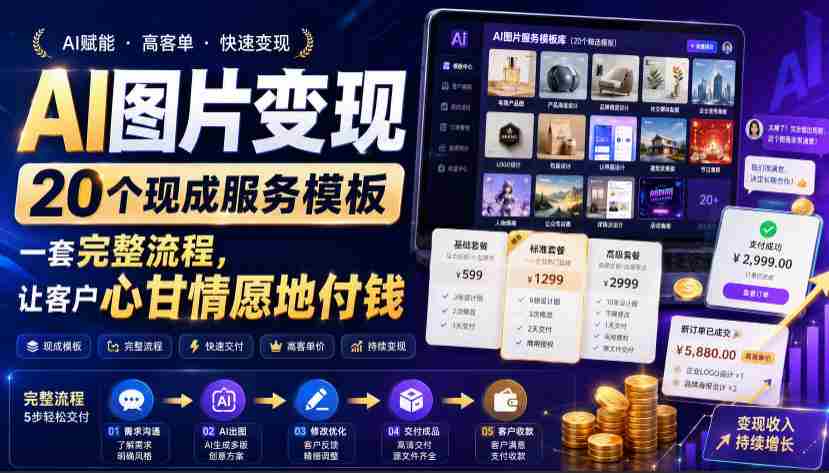AI图片变现，20个现成服务模板，一套完整流程，让客户心甘情愿地付钱【原创双语字幕】-湘创网