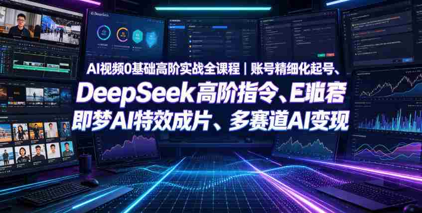 AI视频0基础高阶实战全课程｜账号精细化起号、DeepSeek高阶指令、即梦AI特效成片、多赛道AI短视频量产变现-湘创网