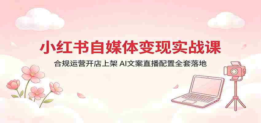 小红书自媒体变现实战课：合规运营开店上架，AI文案直播配置全套落地-湘创网