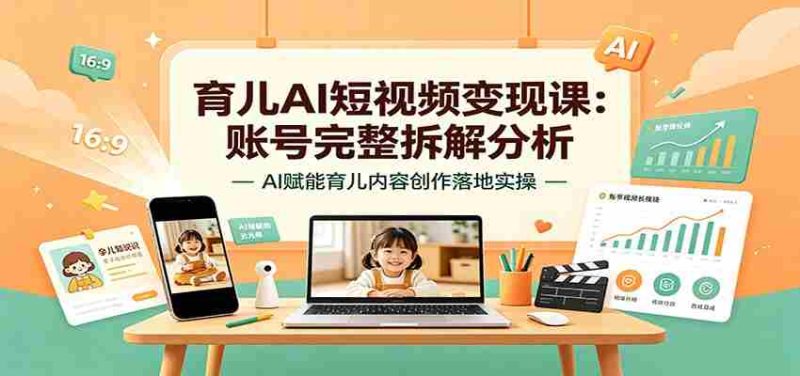 育儿AI短视频变现课:账号完整拆解分析,AI赋能育儿内容创作落地实操-湘创网