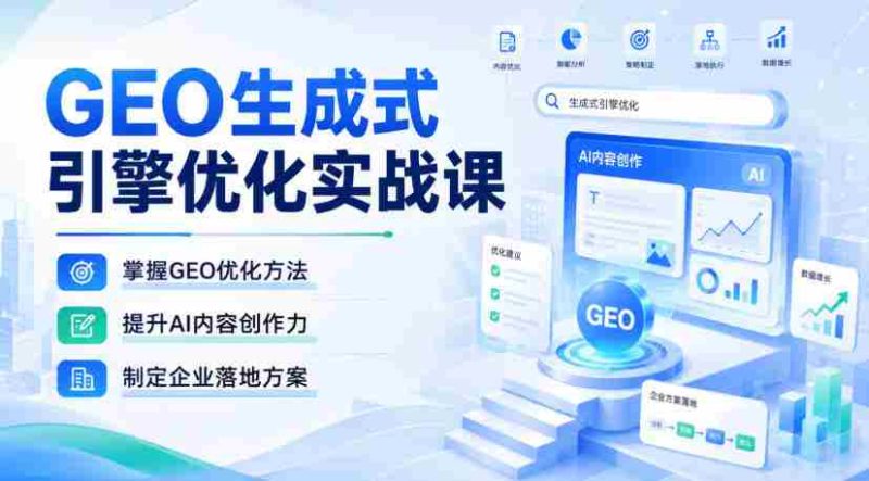 GEO生成式引擎优化实战课，掌握GEO优化方法，提升AI内容创作力，制定企业落地方案-湘创网