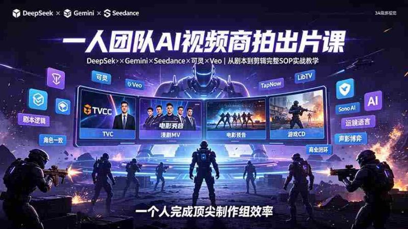 (19417期)一人团队AI视频商拍出片课:DeepSeek×Gemini×Seedance×可灵×Veo,从剧本到剪辑完整SOP实战教学-湘创网