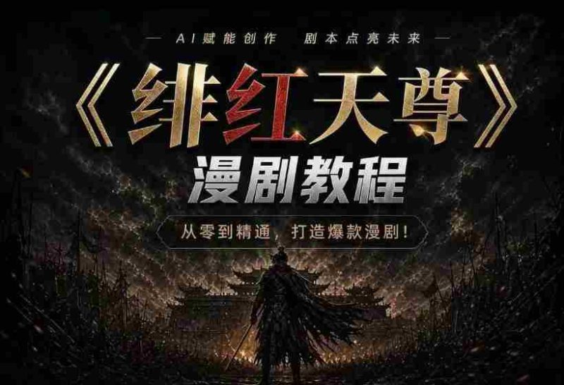 绯红天尊AI漫剧系统教程|从零入门到精通,工具运用+剧本创作+爆款逻辑+提示词素材+镜头剪辑,全套爆款漫剧落地实战课-湘创网