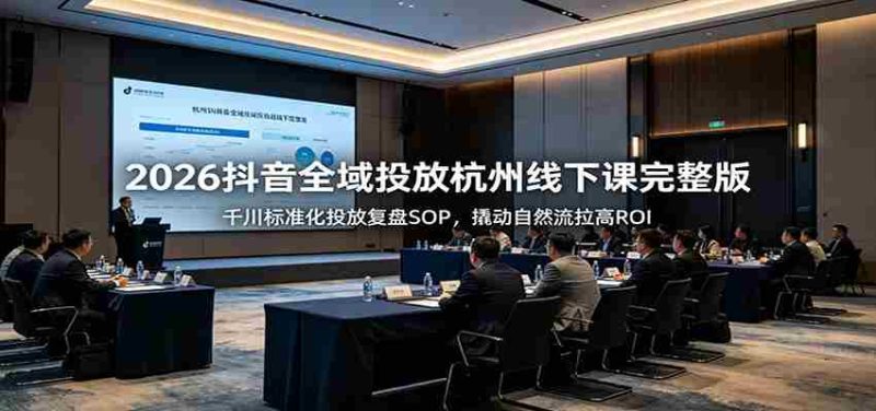 2026抖音全域投放杭州线下课完整版:千川标准化投放复盘SOP,撬动自然流拉高ROI-湘创网