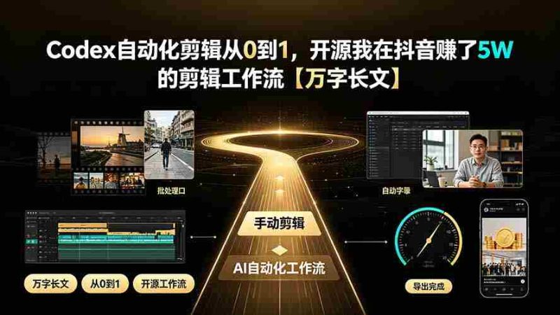 (19504期)Codex自动化剪辑从0到1,开源我在抖音赚了5W 的剪辑工作流【万字长文】-湘创网