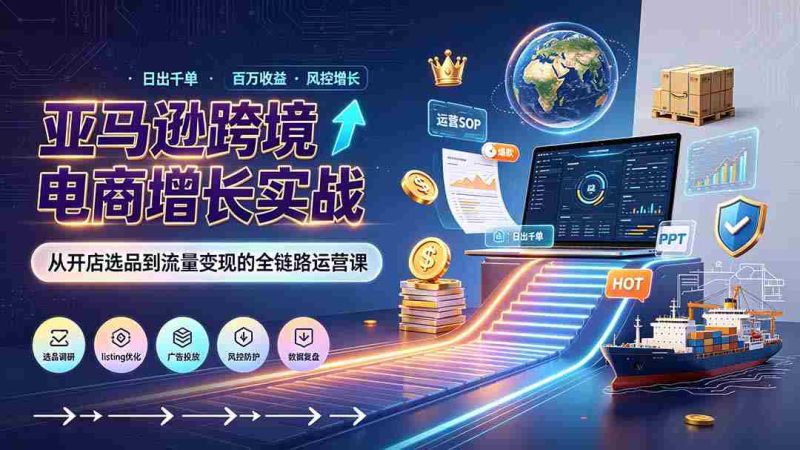 (19308期)亚马逊0-1孵化特训营8期:从注册风控到稳定日出千单实战,规避审核封店风险,标准化执行流程落地-湘创网