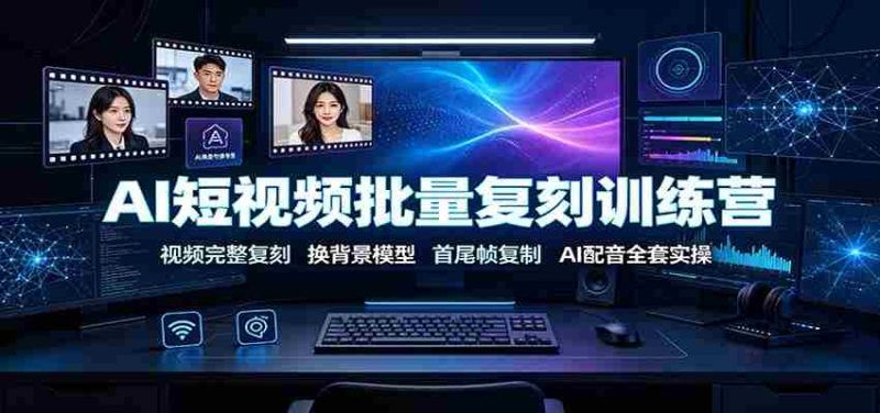 AI短视频批量复刻训练营:视频完整复刻,换背景模型、首尾帧复制、AI配音全套实操-湘创网