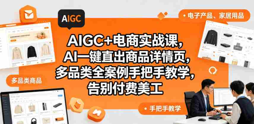 AIGC+电商实战课,AI一键直出商品详情页,多品类全案例手把手教学,告别付费美工(更新0725)