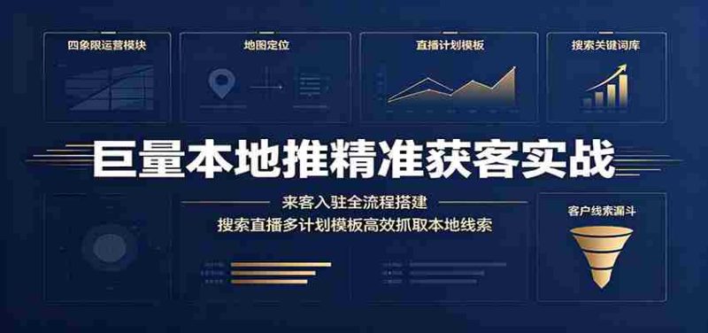 巨量本地推精准获客实战:来客入驻全流程搭建,搜索直播多计划模板高效抓取本地线索-湘创网