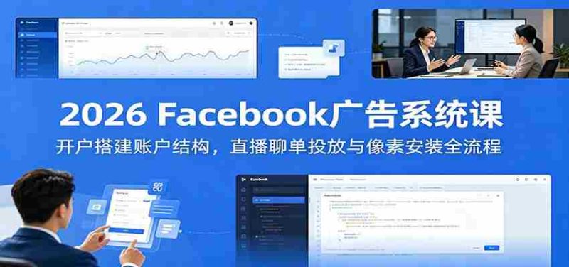 2026 Facebook广告系统课:开户搭建账户结构,直播聊单投放与像素安装全流程-湘创网