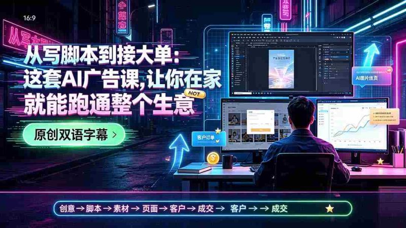 （19318期）从写脚本到接大单：这套AI广告课，让你在家就能跑通整个生意【原创双语字幕】-湘创网