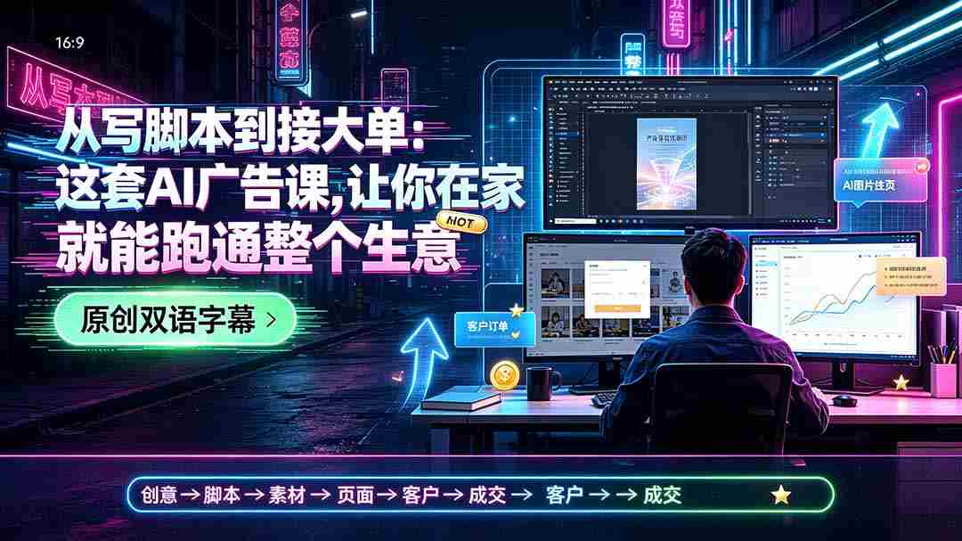 （19318期）从写脚本到接大单：这套AI广告课，让你在家就能跑通整个生意【原创双语字幕】-湘创网