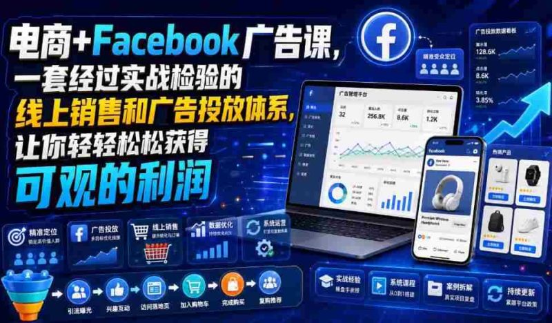 电商+Facebook广告课,一套经过实战检验的线上销售和广告投放体系,让你轻轻松松获得可观的利润【原创双语字幕】-湘创网