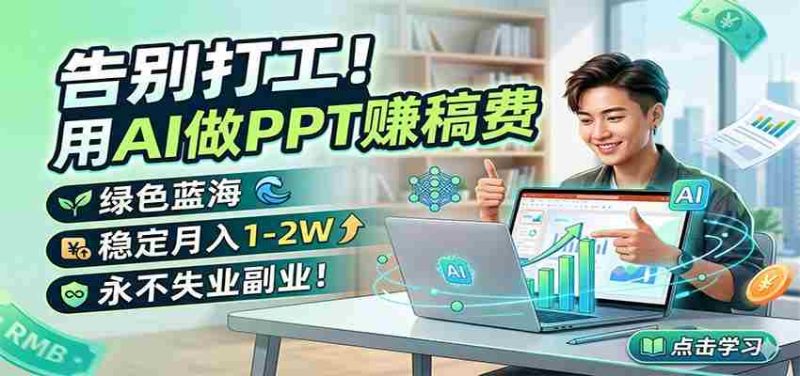 告别打工！用AI做PPT赚稿费，绿色蓝海，稳定月入1-2W，永不失业副业！-湘创网