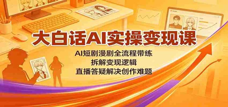 大白话AI实操变现课:AI短剧漫剧全流程带练,拆解变现逻辑,直播答疑解决创作难题-湘创网