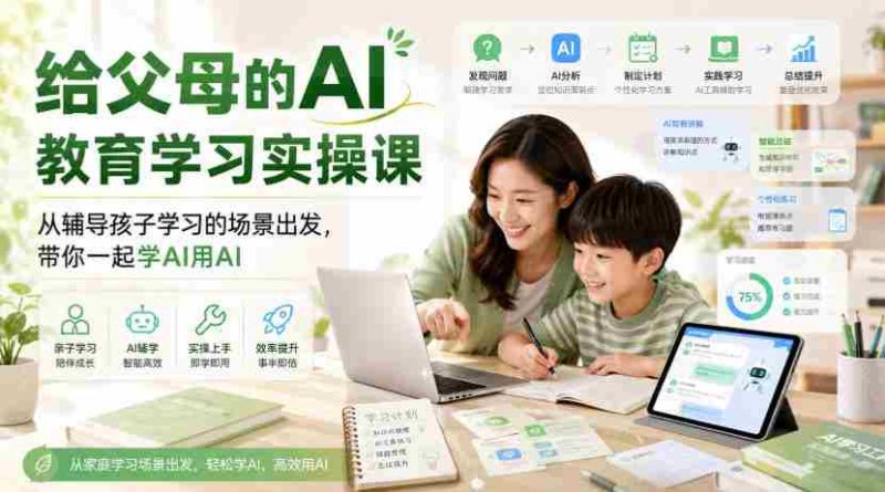 给父母的AI教育学习实操课,从辅导孩子学习的场景出发,带你一起学AI用AI-湘创网