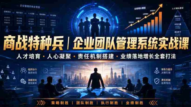 商战特种兵|企业团队管理系统实战课人才培育・人心凝聚・责任机制搭建・业绩落地增长全套打法-湘创网