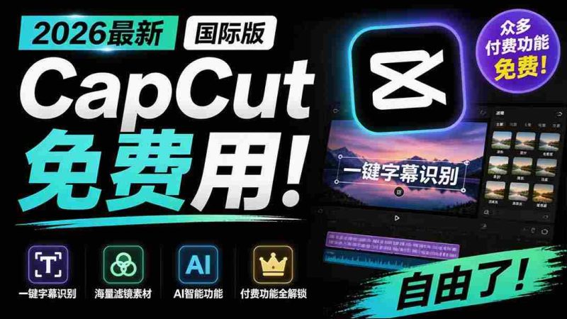 （19621期）2026最新国际版剪映！CapCut 众多付费功能免费用，一键字幕识别 / 滤镜素材 / AI智能功能自由了 CapCut-湘创网