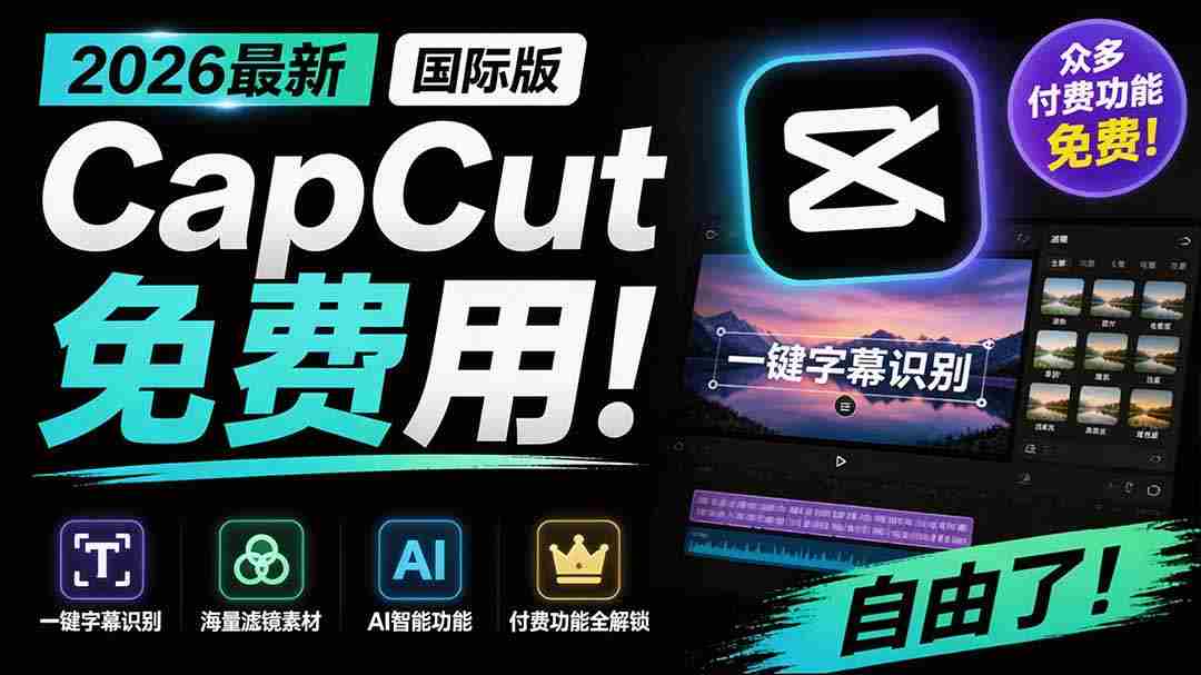 （19621期）2026最新国际版剪映！CapCut 众多付费功能免费用，一键字幕识别 / 滤镜素材 / AI智能功能自由了 CapCut-湘创网