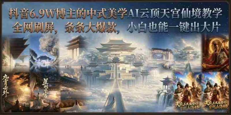 抖音6.9W博主的中式美学AI云顶天宫仙境教学,全网刷屏,条条大爆款,小白也能一键出大片-湘创网