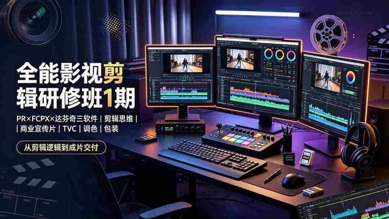(19451期)全能影视剪辑研修班1期-无水印:PR×FCPX×达芬奇三软件×剪辑思维×商业宣传片×TVC×调色×包装,全链路系统课-湘创网