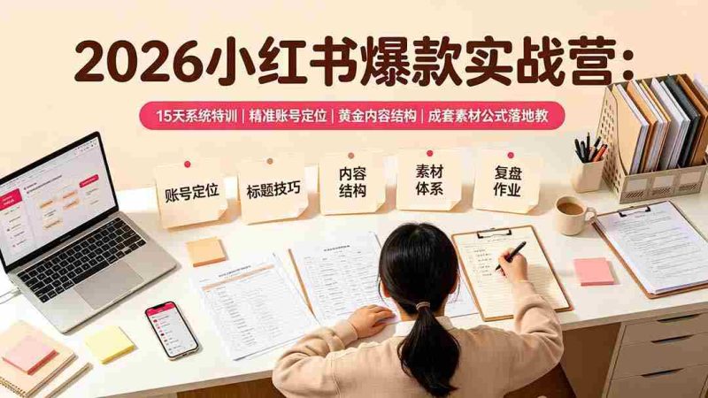 (19332期)2026小红书爆款实战营:15天系统特训|精准账号定位|黄金内容结构|成套素材公式落地教程-湘创网