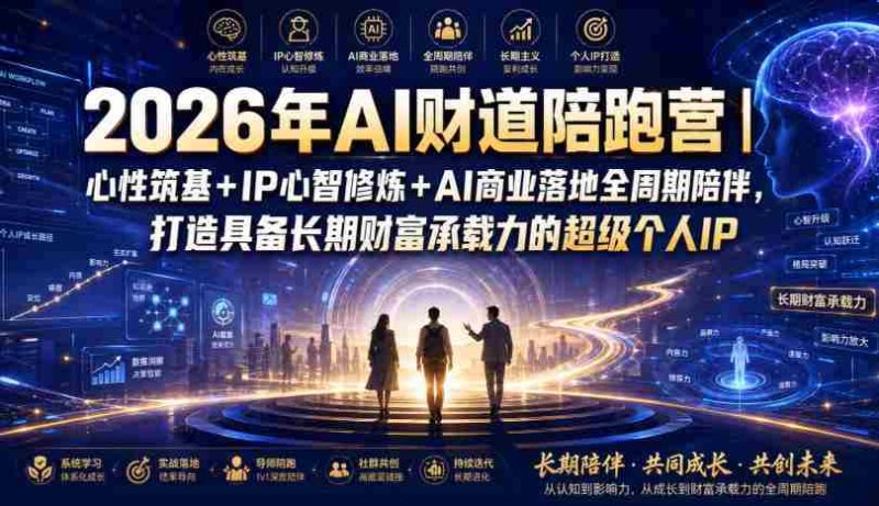 2026年AI财道陪跑营|心性筑基+IP心智修炼+AI商业落地全周期陪伴,打造具备长期财富承载力的超级个人IP-湘创网