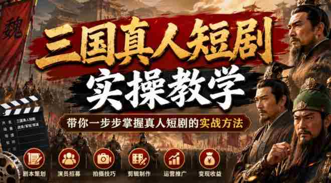 三国真人短剧实操教学，带你一步步掌握真人短剧的实战方法-湘创网