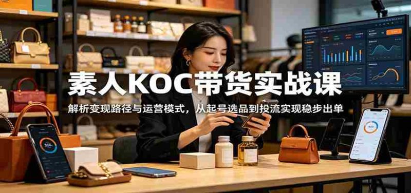 素人KOC带货实战课:解析变现路径与运营模式,从起号选品到投流实现稳步出单-湘创网