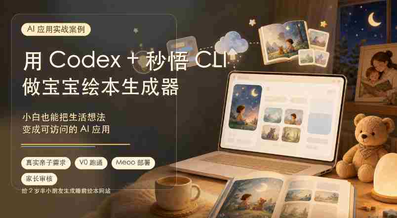 AI应用实战案例,用Codex+秒悟CLl做宝宝绘本生成器,小白也能把生活想法变成可访问的AI应用