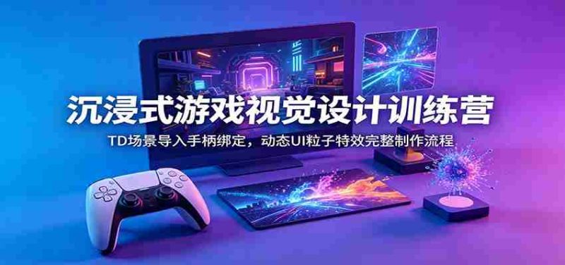 沉浸式游戏视觉设计训练营:TD场景导入手柄绑定,动态UI粒子特效完整制作流程-湘创网