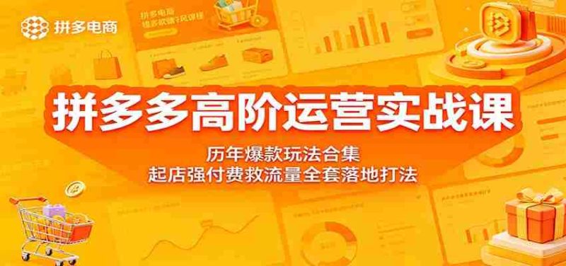 拼多多高阶运营实战课:历年爆款玩法合集,起店强付费救流量全套落地打法-湘创网