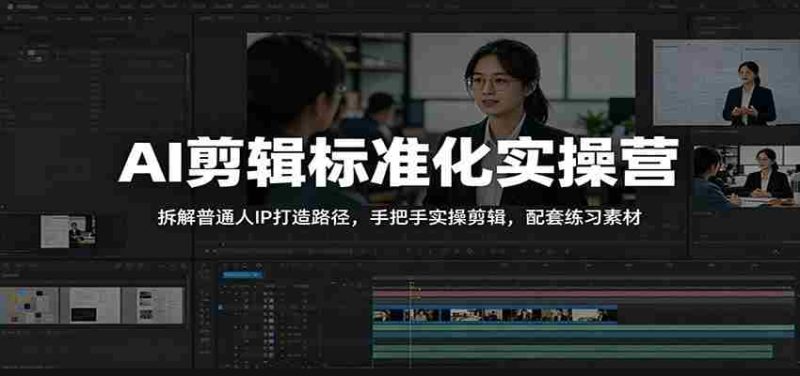AI剪辑标准化实操营:拆解普通人IP打造路径,手把手实操剪辑,配套练习素材-湘创网