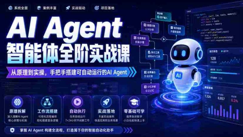 AI Agent智能体全阶实战课，从原理到实操，手把手搭建可自动运行的AI Agent-湘创网