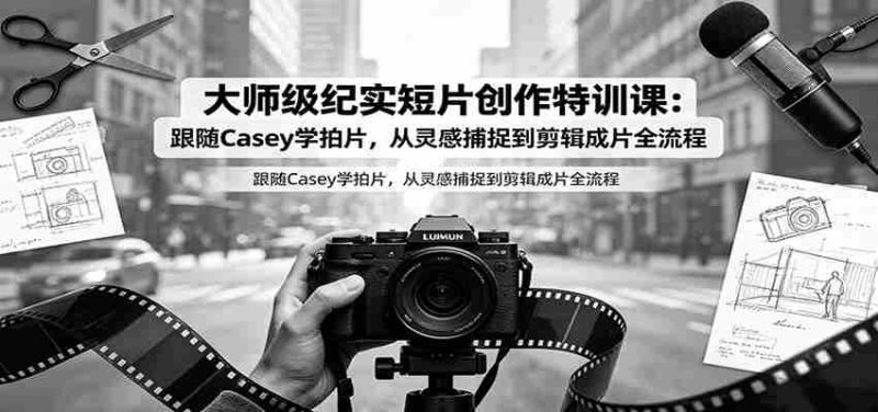 大师级纪实短片创作特训课:跟随Casey学拍片,从灵感捕捉到剪辑成片全流程-湘创网