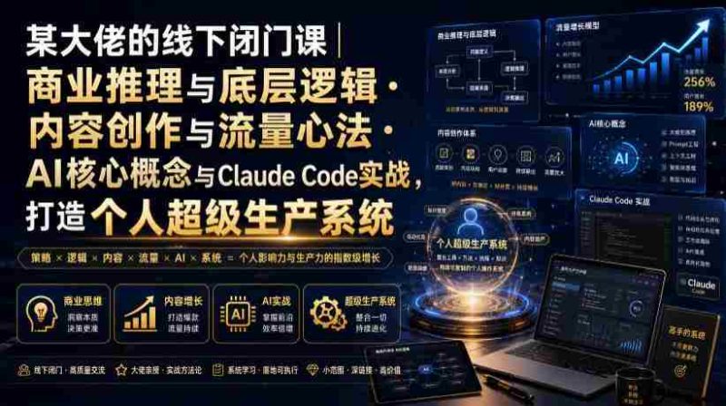某大佬的线下闭门课|商业推理与底层逻辑・内容创作与流量心法・AI核心概念与Claude Code实战,打造个人超级生产系统【录音+图片】-湘创网