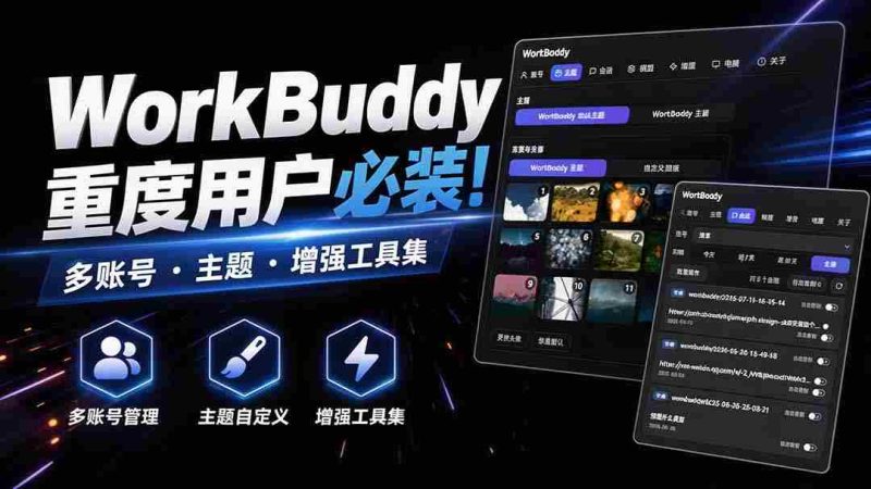 （20073期）WorkBuddy重度用户必装！多账号 · 主题 · 增强工具集，零侵入、零重签名，WorkDaddy-湘创网