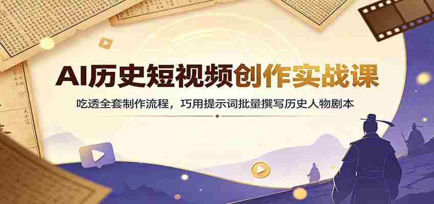 AI历史短视频创作实战课：吃透全套制作流程，巧用提示词批量撰写历史人物剧本-湘创网
