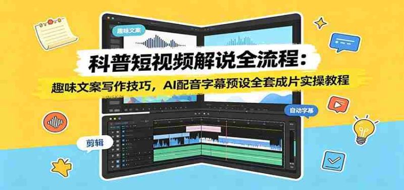 科普短视频解说全流程:趣味文案写作技巧,AI配音字幕预设全套成片实操教程-湘创网