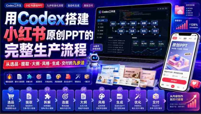 用Codex搭建小红书原创PPT的完整生产流程，从选品·提取·大纲·风格·生成·交付的九步法-湘创网