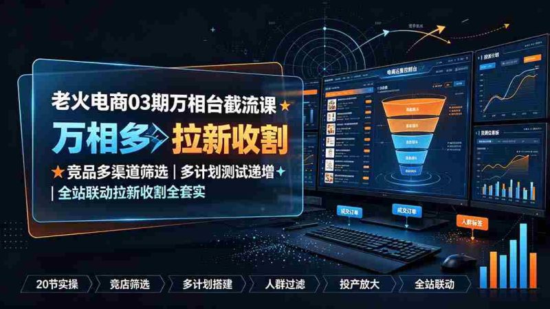 (19431期)老火电商03期万相台截流课:竞品多渠道筛选|多计划测试递增|全站联动拉新收割全套实操教学-湘创网