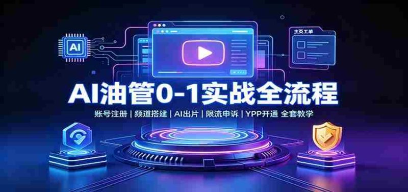 AI油管0-1实战:账号注册频道搭建,AI出片,限流申诉,YPP开通全套教学-湘创网