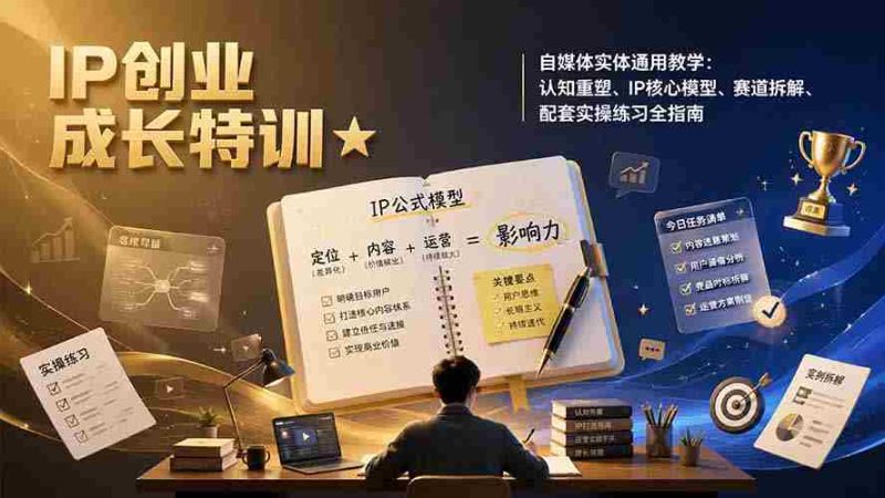 (19567期)IP创业成长特训★自媒体实体通用教学:认知重塑、IP核心模型、赛道拆解、配套实操练习全指南-湘创网