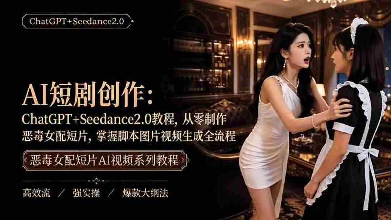 (19545期)AI短剧创作:ChatGPT+Seedance2.0教程,从零制作恶毒女配短片,掌握脚本图片视频生成全流程-湘创网