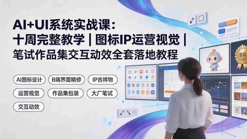 （19378期）AI+UI系统实战课：十周完整教学｜图标IP运营视觉｜笔试作品集交互动效全套落地教程-湘创网