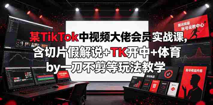 某TikTok中视频大佬会员实战课,含切片假解说+TK开中+体育by一刀不剪等玩法教学-湘创网