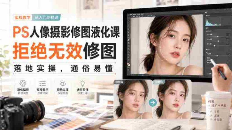 PS人像摄影修图液化课,拒绝无效修图,落地实操,通俗易懂-湘创网